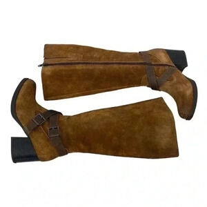 Boc Born Concept Dakota Size 6.5 Suede Knee High Riding Boots Heels Zip Buckles